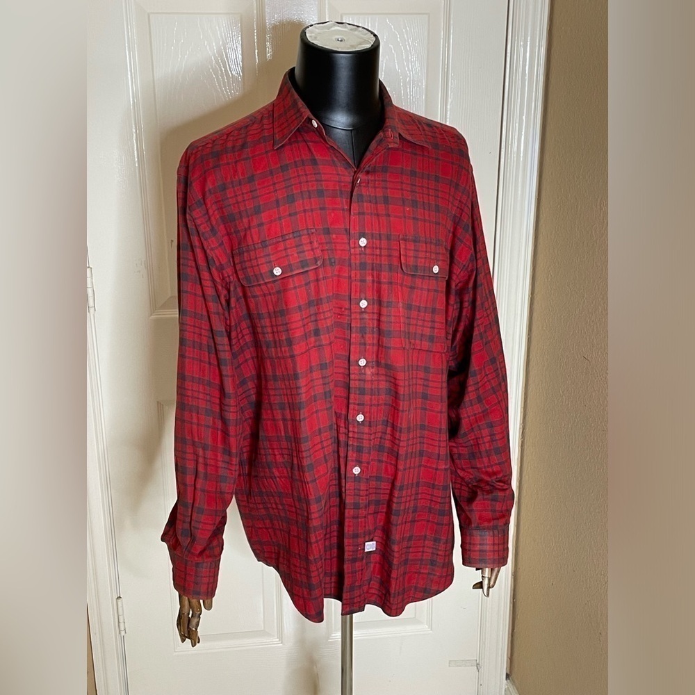 Vintage Polo Ralph Lauren Shirt Mens Large Red Plaid Classic Fit Button Down LS 